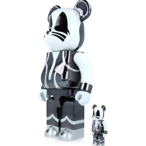 100% & 400% Bearbrick Kiss Catman Chrome Ver.