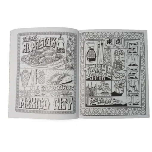 Street Food Coloring Book